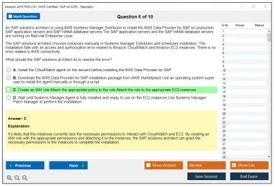 Amazon AWS PAS-C01 AWS Certified: SAP on AWS - Specialty Practice test exam simulator test engine exam Prep practice test questions answers Image 6