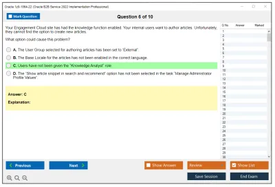 Oracle 1z0-1064-22 Oracle B2B Service 2022 Implementation Professional Practice test exam simulator test engine exam Prep practice test questions answers Image 6