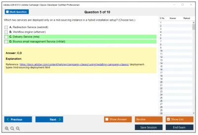 Adobe AD0-E313 Adobe Campaign Classic Developer Certified Professional Practice test exam simulator test engine exam Prep practice test questions answers Image 5