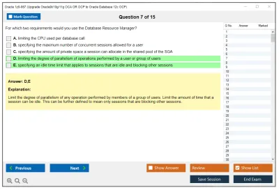 Oracle 1z0-067 Upgrade Oracle9i/10g/11g OCA OR OCP to Oracle Database 12c OCP Practice test exam simulator test engine exam Prep practice test questions answers Image 7