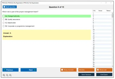 PRINCE2 PRINCE2-Re-Registration PRINCE2 Re-Registration Practice test exam simulator test engine exam Prep practice test questions answers Image 6