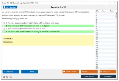 Juniper JN0-1332 Security Design. Specialist (JNCDS-SEC) Practice test exam simulator test engine exam Prep practice test questions answers Image 3