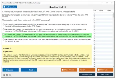 Amazon Web Services SCS-C02 AWS Certified Security - Specialty Practice test exam simulator test engine exam Prep practice test questions answers Image 10