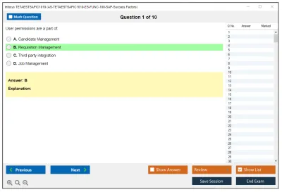 Infosys TETAESTSAPIC1019 AS-TETAESTSAPIC1019-ES-FUNC-100-SAP-Success Factors Practice test exam simulator test engine exam Prep practice test questions answers Image 1