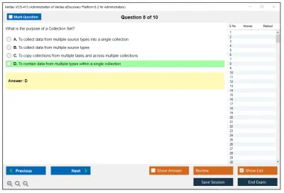 Veritas VCS-413 Administration of Veritas eDiscovery Platform 8.2 for Administrators Practice test exam simulator test engine exam Prep practice test questions answers Image 8
