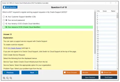 Oracle 1z0-1085-22 Oracle Cloud Infrastructure 2022 Foundations Associate Practice test exam simulator test engine exam Prep practice test questions answers Image 6