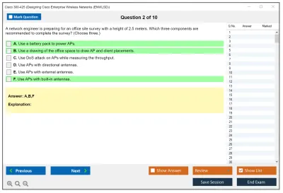 Cisco 300-425 Designing Cisco Enterprise Wireless Networks (ENWLSD) Practice test exam simulator test engine exam Prep practice test questions answers Image 2