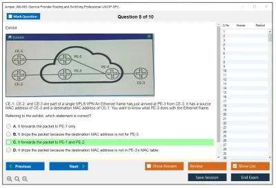Juniper JN0-663 Service Provider Routing and Switching Professional (JNCIP-SP) Practice test exam simulator test engine exam Prep practice test questions answers Image 8
