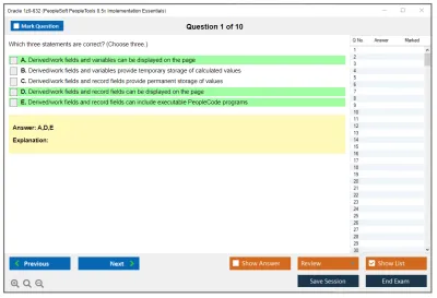 Oracle 1z0-632 PeopleSoft PeopleTools 8.5x Implementation Essentials Practice test exam simulator test engine exam Prep practice test questions answers Image 1