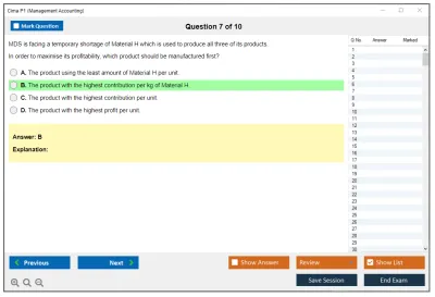 Cima P1 Management Accounting Practice test exam simulator test engine exam Prep practice test questions answers Image 7