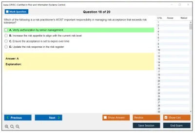 Isaca CRISC Certified in Risk and Information Systems Control Practice test exam simulator test engine exam Prep practice test questions answers Image 18