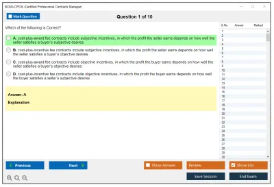 NCMA CPCM Certified Professional Contracts Manager Practice test exam simulator test engine exam Prep practice test questions answers Image 1
