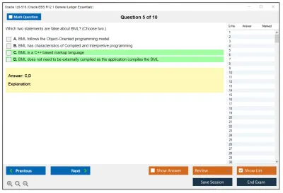Oracle 1z0-516 Oracle EBS R12.1 General Ledger Essentials Practice test exam simulator test engine exam Prep practice test questions answers Image 5
