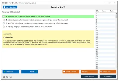 iSQI CSeT-F A4Q Certified Selenium Tester Foundation Practice test exam simulator test engine exam Prep practice test questions answers Image 4