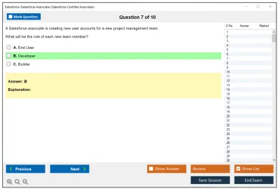 Salesforce Salesforce-Associate Salesforce Certified Associate Practice test exam simulator test engine exam Prep practice test questions answers Image 7