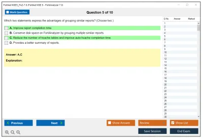 Fortinet NSE5_FAZ-7.0 Fortinet NSE 5 - FortiAnalyzer 7.0 Practice test exam simulator test engine exam Prep practice test questions answers Image 5