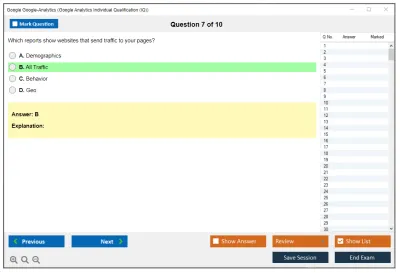 Google Google-Analytics Google Analytics Individual Qualification (IQ) Practice test exam simulator test engine exam Prep practice test questions answers Image 7