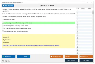 Microsoft MS-203 Microsoft 365 Messaging Practice test exam simulator test engine exam Prep practice test questions answers Image 15