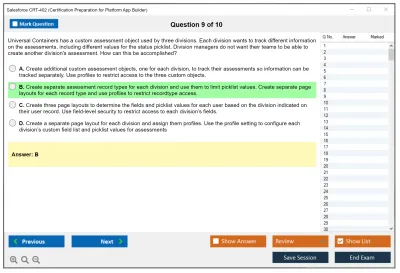 Salesforce CRT-402 Salesforce Certification Preparation for Platform App Builder Practice test exam simulator test engine exam Prep practice test questions answers Image 9