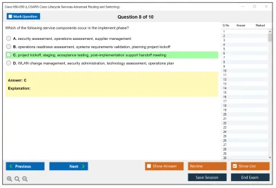 Cisco 650-059 Cisco Lifecycle Services Advanced Routing and Switching (LCSARS) Practice test exam simulator test engine exam Prep practice test questions answers Image 8