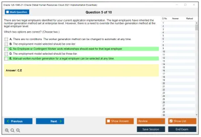 Oracle 1z0-1046-21 Oracle Global Human Resources Cloud 2021 Implementation Essentials Practice test exam simulator test engine exam Prep practice test questions answers Image 5