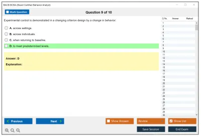 BACB BCBA Board Certified Behavior Analyst Practice test exam simulator test engine exam Prep practice test questions answers Image 9