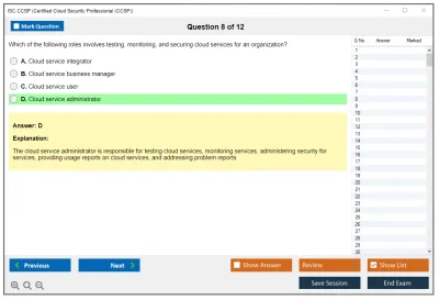 ISC2 CCSP Certified Cloud Security Professional (CCSP) Practice test exam simulator test engine exam Prep practice test questions answers Image 8