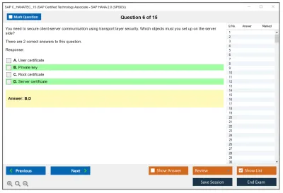 SAP C_HANATEC_15 SAP Certified Technology Associate - SAP HANA 2.0 (SPS03) Practice test exam simulator test engine exam Prep practice test questions answers Image 6