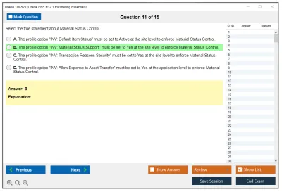 Oracle 1z0-520 Oracle EBS R12.1 Purchasing Essentials Practice test exam simulator test engine exam Prep practice test questions answers Image 11