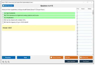 Avaya 7392X Avaya Aura Call Center Elite Implementation Exam Practice test exam simulator test engine exam Prep practice test questions answers Image 4