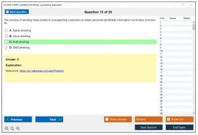 ACAMS CAMS Certified Anti-Money Laundering Specialist (6th Edition) Practice test exam simulator test engine exam Prep practice test questions answers Image 15