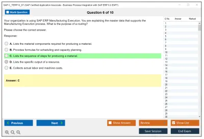SAP C_TERP10_67 SAP Certified Application Associate - Business Process Integration with SAP ERP 6.0 EhP7 Practice test exam simulator test engine exam Prep practice test questions answers Image 6