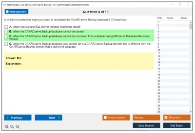 CA Technologies CAT-380 CA ARCserve Backup r16.x Administrator Certification Exam Practice test exam simulator test engine exam Prep practice test questions answers Image 4