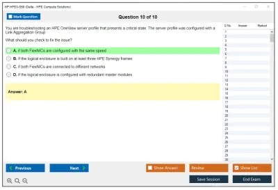HP HPE0-S60 Delta - HPE Compute Solutions Practice test exam simulator test engine exam Prep practice test questions answers Image 10