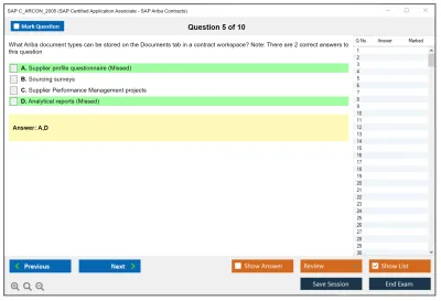 SAP C_ARCON_2005 SAP Certified Application Associate - SAP Ariba Contracts Practice test exam simulator test engine exam Prep practice test questions answers Image 5