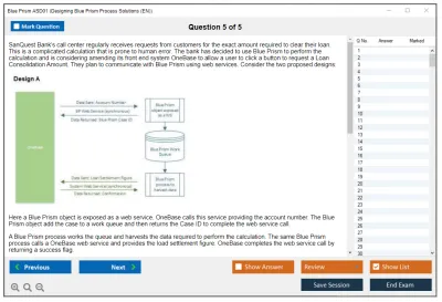 Blue Prism ASD01 Designing Blue Prism Process Solutions Practice test exam simulator test engine exam Prep practice test questions answers Image 5