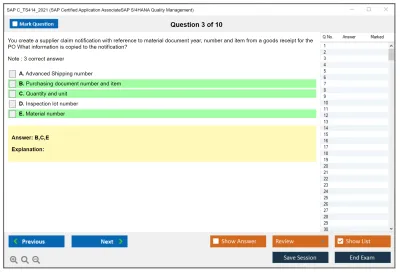 SAP C_TS414_2021 SAP Certified Application AssociateSAP S/4HANA Quality Management Practice test exam simulator test engine exam Prep practice test questions answers Image 3