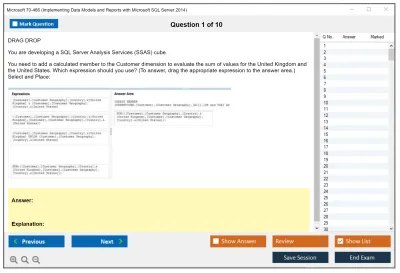 Microsoft 70-466 Implementing Data Models and Reports with Microsoft SQL Server 2014 Practice test exam simulator test engine exam Prep practice test questions answers Image 1