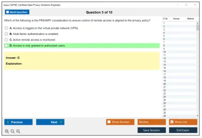 Isaca CDPSE Certified Data Privacy Solutions Engineer Practice test exam simulator test engine exam Prep practice test questions answers Image 5