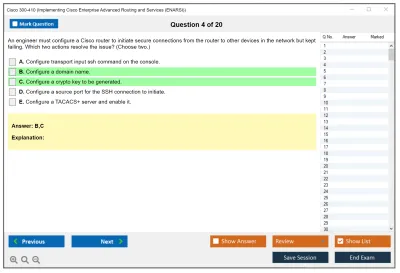 Cisco 300-410 Implementing Cisco Enterprise Advanced Routing and Services (300-410 ENARSI) Practice test exam simulator test engine exam Prep practice test questions answers Image 4
