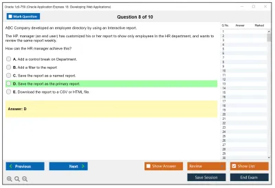 Oracle 1z0-750 Oracle Application Express 18: Developing Web Applications Practice test exam simulator test engine exam Prep practice test questions answers Image 8