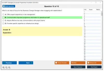 Exin MSPF Managing Successful Programmes Foundation (EX0-003) Practice test exam simulator test engine exam Prep practice test questions answers Image 10