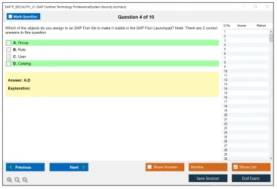 SAP P_SECAUTH_21 SAP Certified Technology ProfessionalSystem Security Architect Practice test exam simulator test engine exam Prep practice test questions answers Image 4