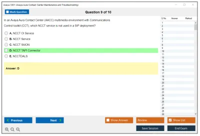 Avaya 3301 Avaya Aura Contact Center Maintenance and Troubleshooting Practice test exam simulator test engine exam Prep practice test questions answers Image 9