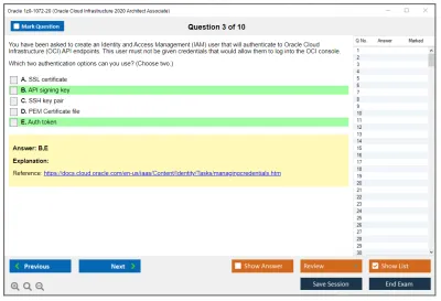 Oracle 1z0-1072-20 Oracle Cloud Infrastructure 2020 Architect Associate Practice test exam simulator test engine exam Prep practice test questions answers Image 3
