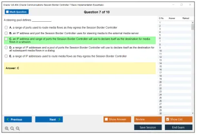 Oracle 1z0-404 Oracle Communications Session Border Controller 7 Basic Implementation Essentials Practice test exam simulator test engine exam Prep practice test questions answers Image 7