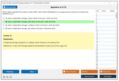 Oracle 1z0-499 Oracle ZFS Storage Appliance 2017 Implementation Essentials Practice test exam simulator test engine exam Prep practice test questions answers Image 9