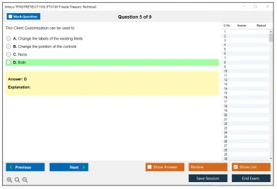 Infosys TFNSTRETEICT1100 FTX100 Finacle Treasury Technical Practice test exam simulator test engine exam Prep practice test questions answers Image 5