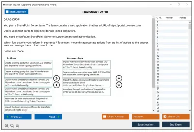 Microsoft MS-301 Deploying SharePoint Server Hybrid Practice test exam simulator test engine exam Prep practice test questions answers Image 2
