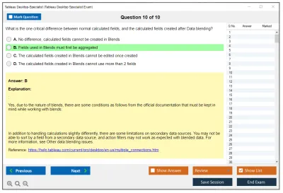Tableau Desktop-Specialist Tableau Desktop Specialist Exam Practice test exam simulator test engine exam Prep practice test questions answers Image 10